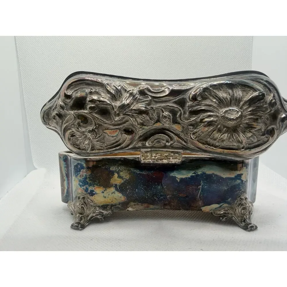 Antique Jewelry Box: Derby Silver Co. Quadruple Silver Plate #3471, Late 19th C